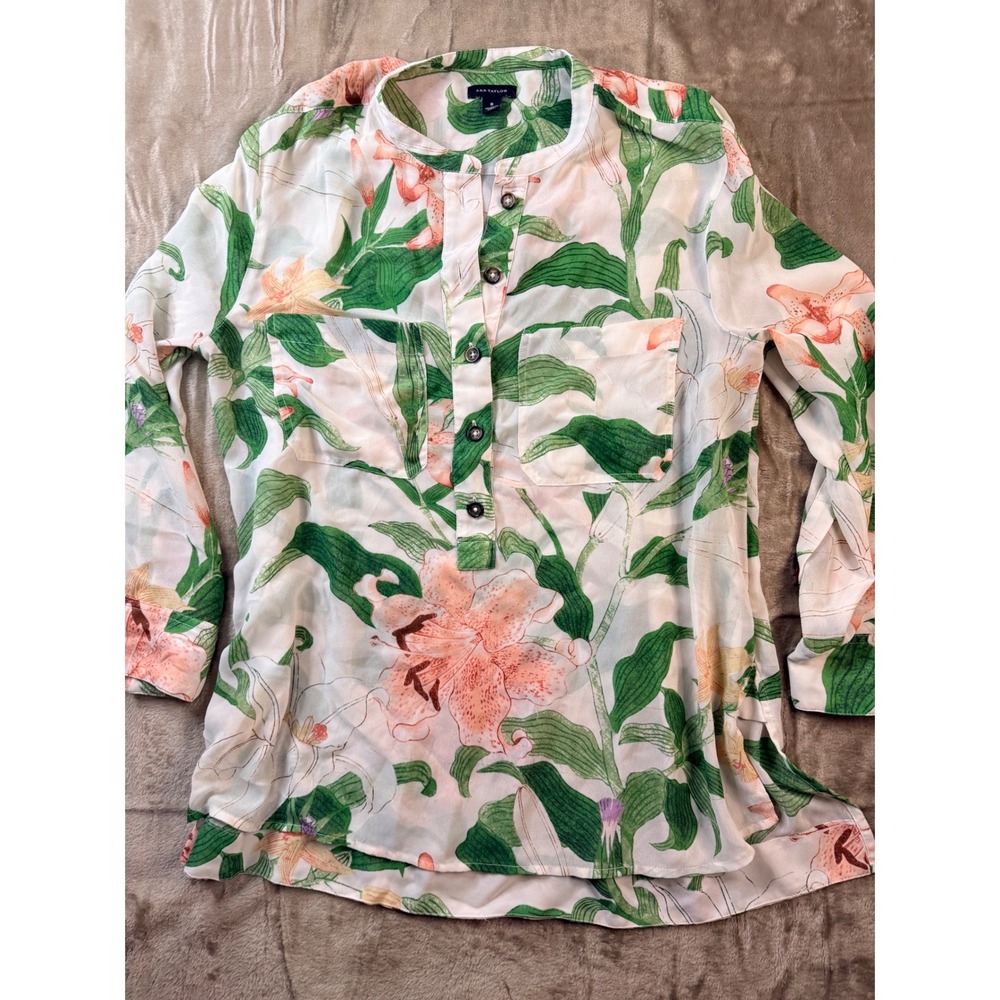 Ann Taylor Floral Blouse Small Cottage Core Coastalgrandma Romantic